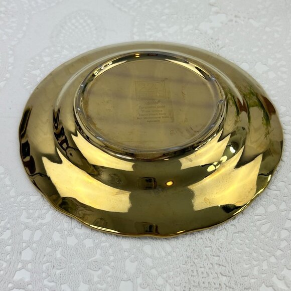 222 Fifth Adelaide Blue Gold Set of 4 Salad Lunch Plates Scalloped Edge 8.75" - Picture 6 of 11